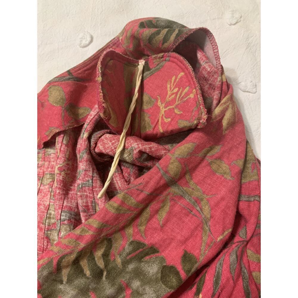 Vintage Lisa II Linen Maxi Dress 18W Pink FLoral Cottagecore Prairie 80's - Picture 7 of 8